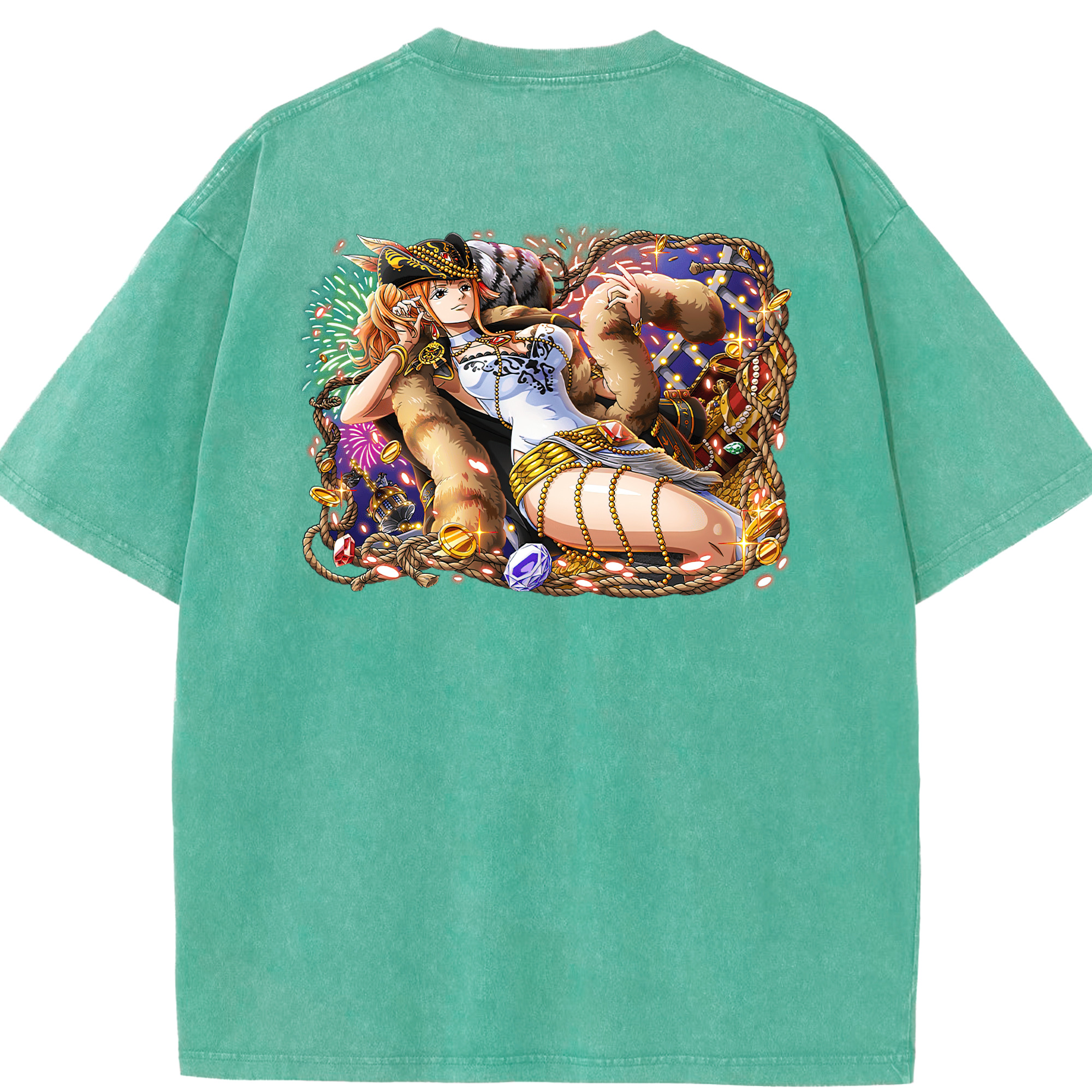 ワンピース ナミ ONE PIECE Nami 綿100% ヴィンテージ風 半袖Tシャツ（背面プリント）